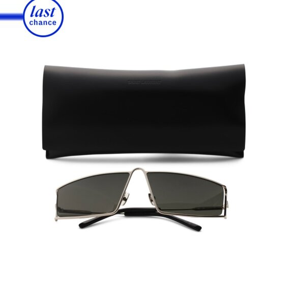 SAINT LAURENT Silver 66mm Metal Rectangular Sunglasses - Picture 1 of 2